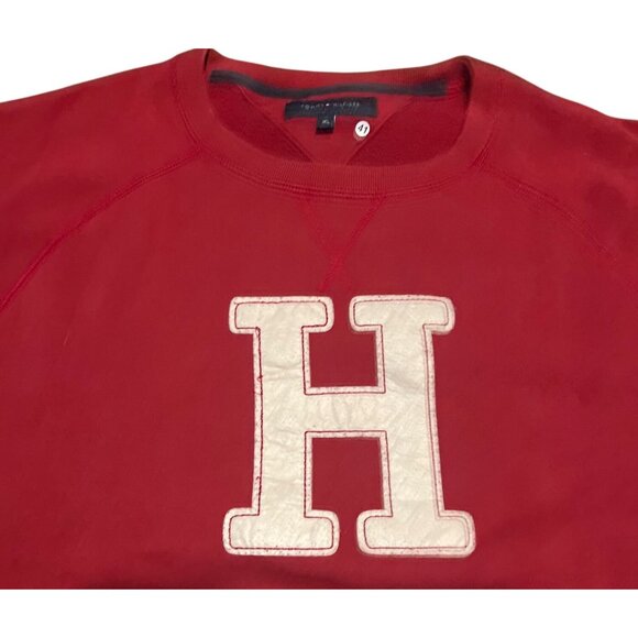 Vintage 90s Tommy Hilfiger Red Crewneck Sweatshirt "H" Logo Size XL - Picture 5 of 7